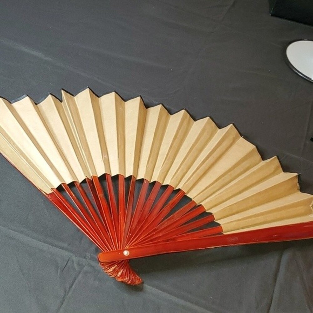 Vintage hand painted gold bird fan retro pinup decor wood glamour home fashion - Picture 5 of 6